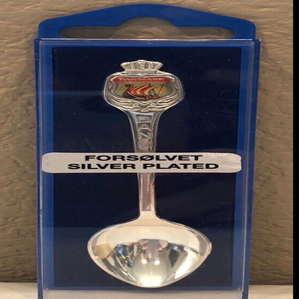 Vintage Silver Plated Collectors Spoon From Danmark, In Original Box